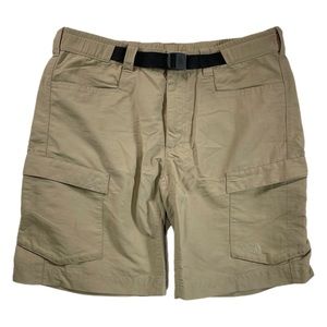 The North Face Shorts Mens 34 Khaki Cargo Lightweight Belted Nylon Outdoor 9"